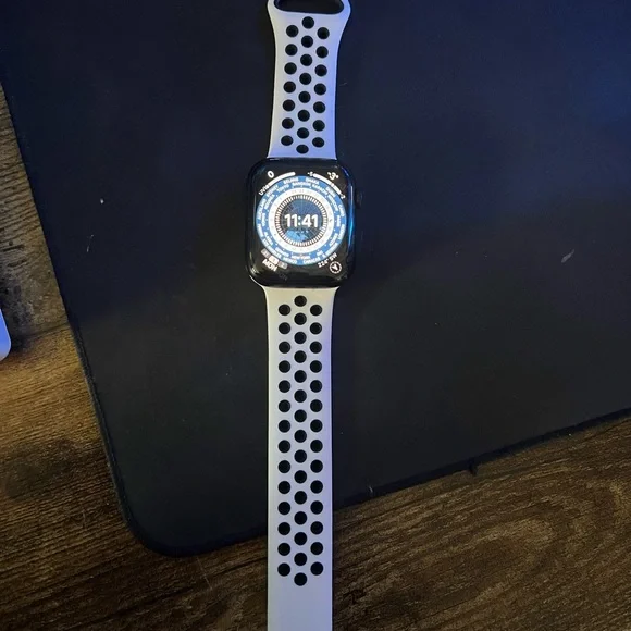 Apple Watch Series 7 GPS + cellular, 45mm midnight aluminum case and 2 bands.